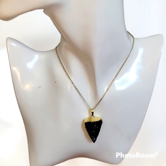 WESTERN Two Sided Druzy Arrow Pendant Chain Necklace - Picture 1 of 6